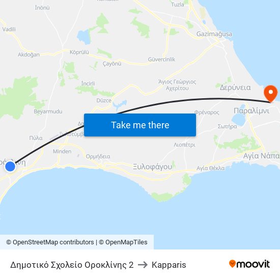 Δημοτικό Σχολείο Οροκλίνης 2 to Kapparis map