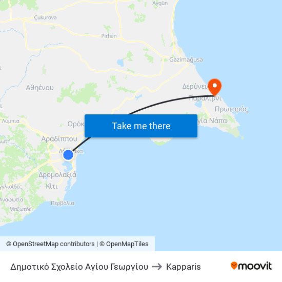 Δημοτικό Σχολείο Αγίου Γεωργίου to Kapparis map