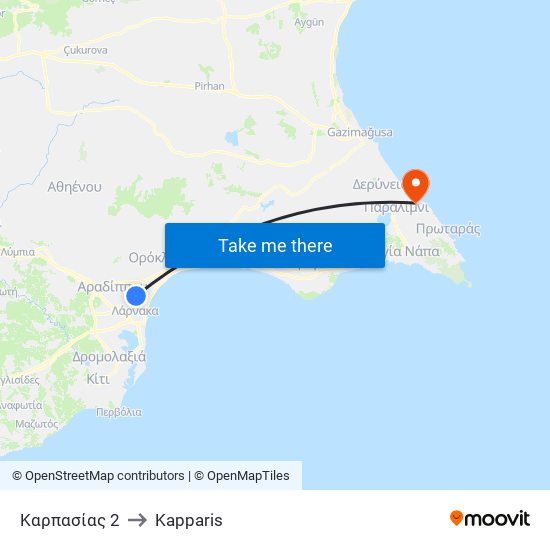 Καρπασίας 2 to Kapparis map