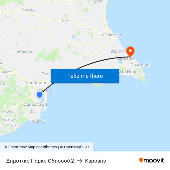 Δημοτικό Πάρκο Οδησσού 2 to Kapparis map