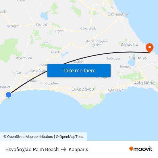 Ξενοδοχείο Palm Beach to Kapparis map