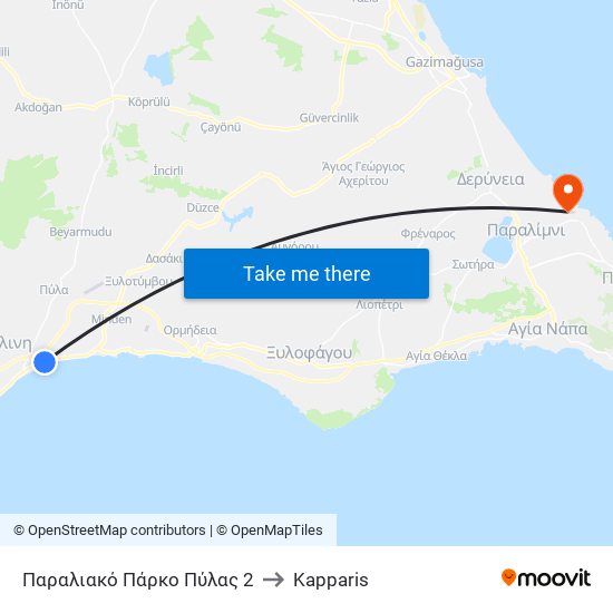 Παραλιακό Πάρκο Πύλας 2 to Kapparis map