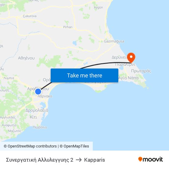 Συνεργατική Αλλυλεγγυης 2 to Kapparis map