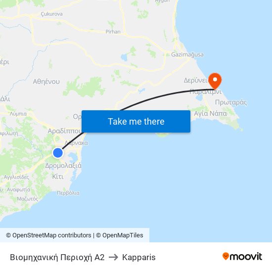 Βιομηχανική Περιοχή Α2 to Kapparis map