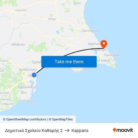 Δημοτικό Σχολείο Καθαρής 2 to Kapparis map