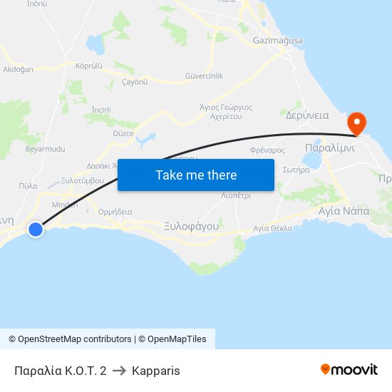 Παραλία Κ.Ο.Τ. 2 to Kapparis map