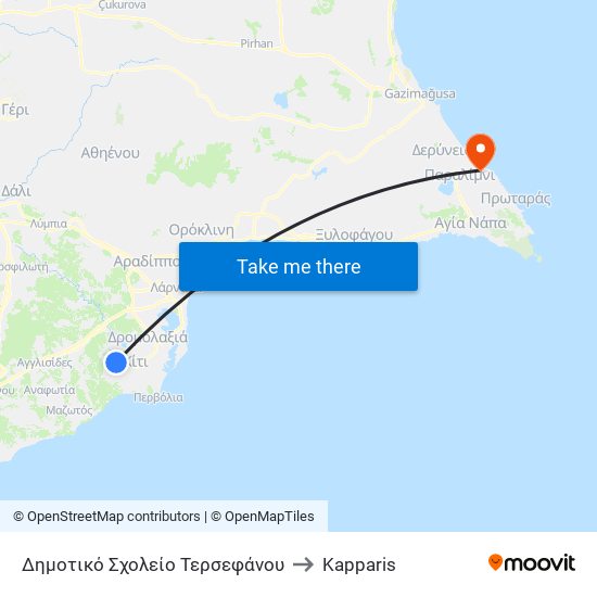 Δημοτικό Σχολείο Τερσεφάνου to Kapparis map