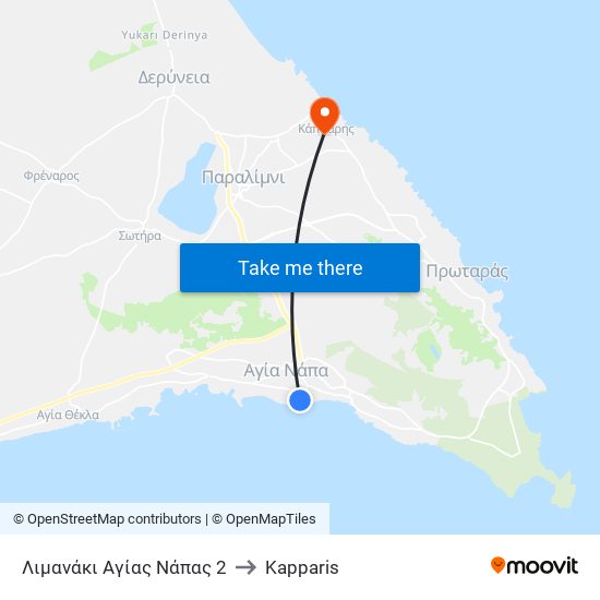 Λιμανάκι Αγίας Νάπας 2 to Kapparis map