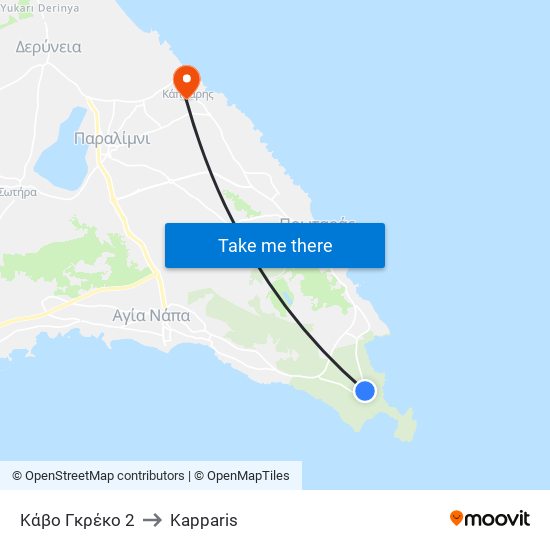 Κάβο Γκρέκο 2 to Kapparis map