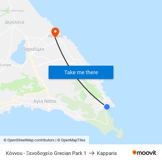 Κόννου - Ξενοδοχείο Grecian Park 1 to Kapparis map