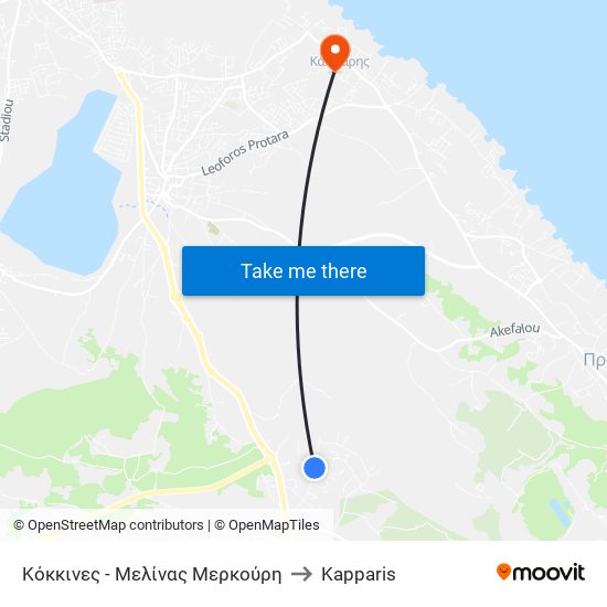 Κόκκινες - Μελίνας Μερκούρη to Kapparis map