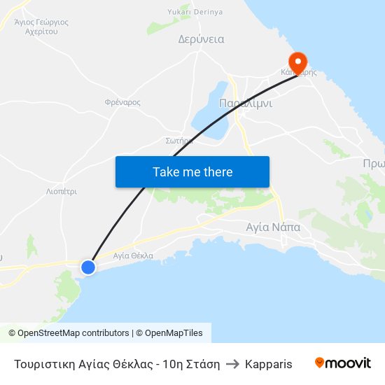 Τουριστικη Αγίας Θέκλας - 10η Στάση to Kapparis map