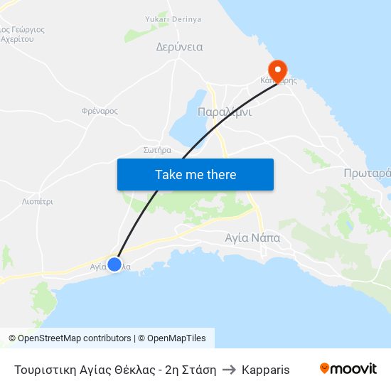 Τουριστικη Αγίας Θέκλας - 2η Στάση to Kapparis map