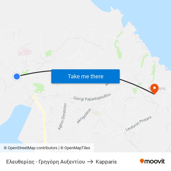 Ελευθερίας - Γρηγόρη Αυξεντίου to Kapparis map