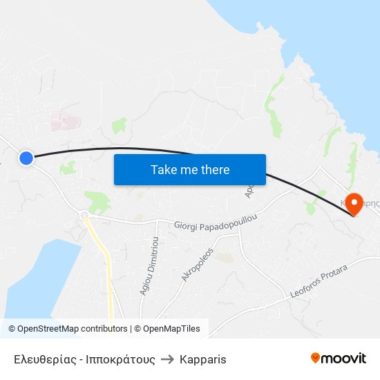 Ελευθερίας - Ιπποκράτους to Kapparis map