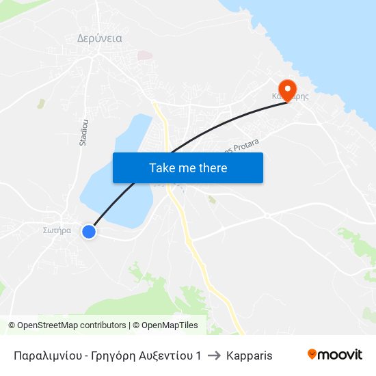 Παραλιμνίου - Γρηγόρη Αυξεντίου 1 to Kapparis map