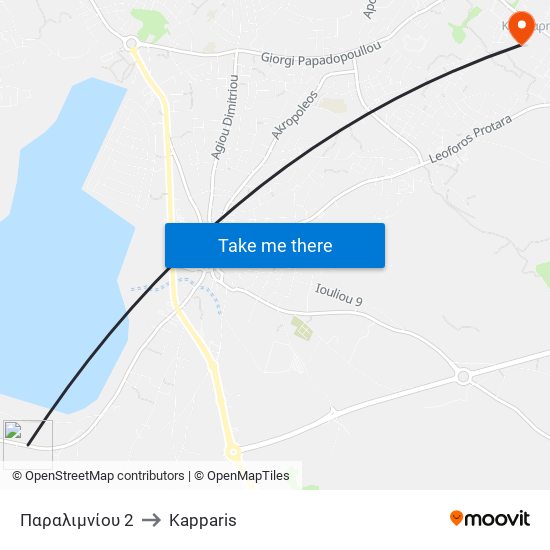 Παραλιμνίου 2 to Kapparis map