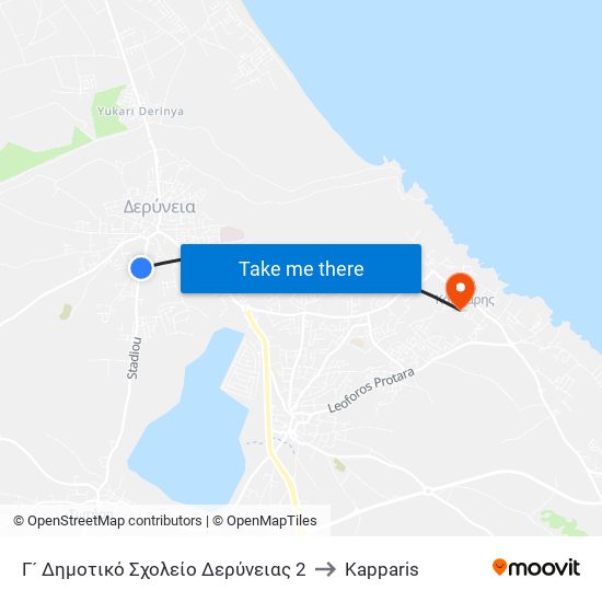 Γ´ Δημοτικό Σχολείο Δερύνειας 2 to Kapparis map