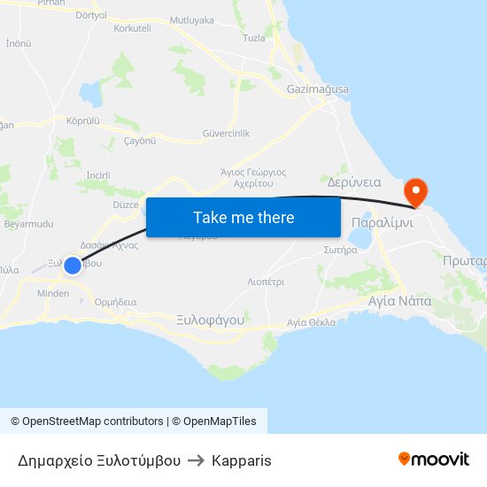 Δημαρχείο Ξυλοτύμβου to Kapparis map