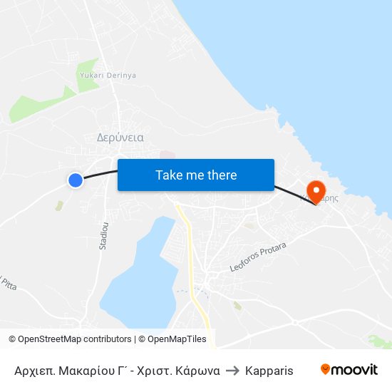 Αρχιεπ. Μακαρίου Γ´ - Χριστ. Κάρωνα to Kapparis map