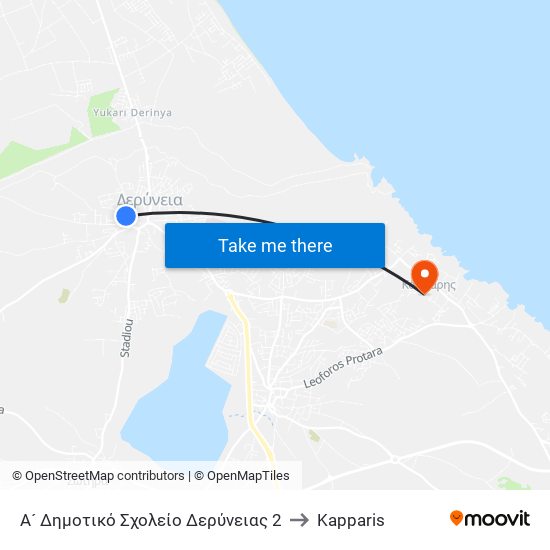 Α´ Δημοτικό Σχολείο Δερύνειας 2 to Kapparis map