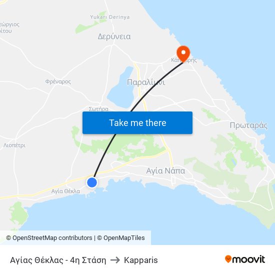 Αγίας Θέκλας - 4η Στάση to Kapparis map