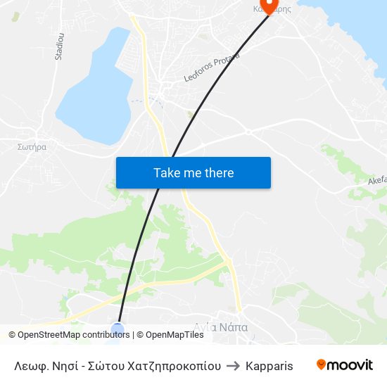 Λεωφ. Νησί - Σώτου Χατζηπροκοπίου to Kapparis map