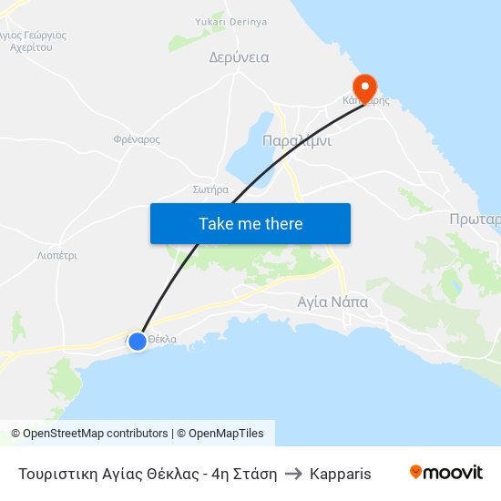 Τουριστικη Αγίας Θέκλας - 4η Στάση to Kapparis map