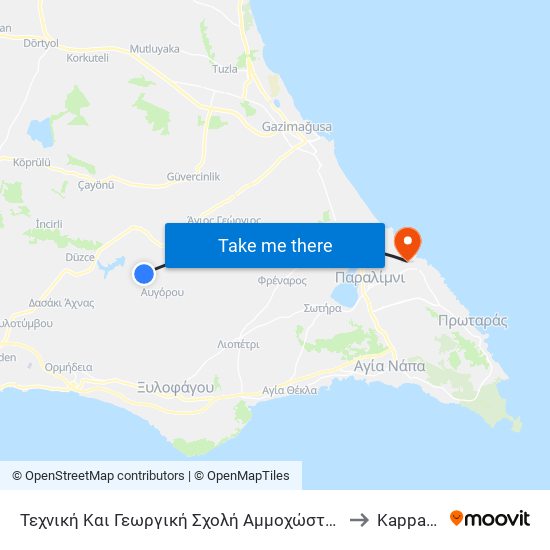 Τεχνική Και Γεωργική Σχολή Αμμοχώστου 2 to Kapparis map