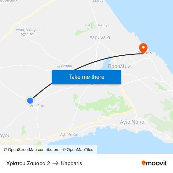 Χρίστου Σαμάρα 2 to Kapparis map