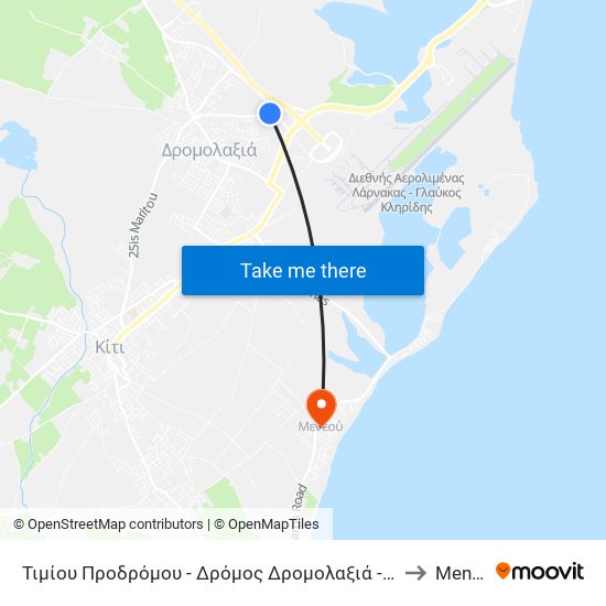 Τιμίου Προδρόμου - Δρόμος Δρομολαξιά - Αεροδρόμιο 2 to Meneou map
