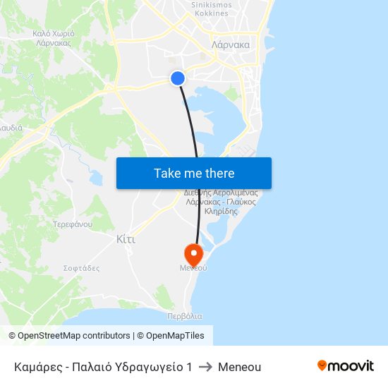 Καμάρες - Παλαιό Υδραγωγείο 1 to Meneou map