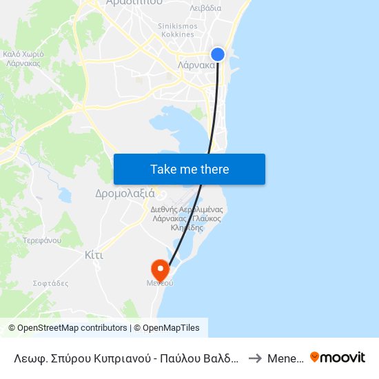 Λεωφ. Σπύρου Κυπριανού - Παύλου Βαλδασερίδη to Meneou map