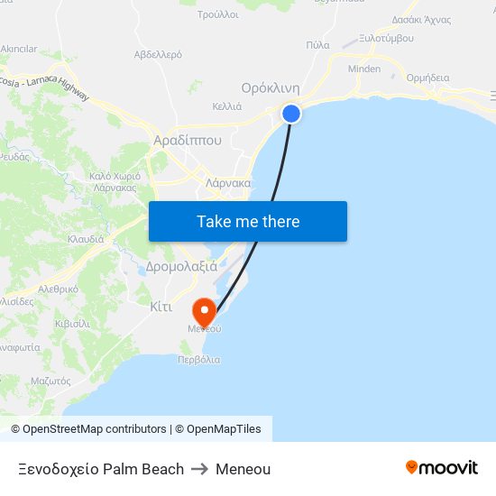 Ξενοδοχείο Palm Beach to Meneou map