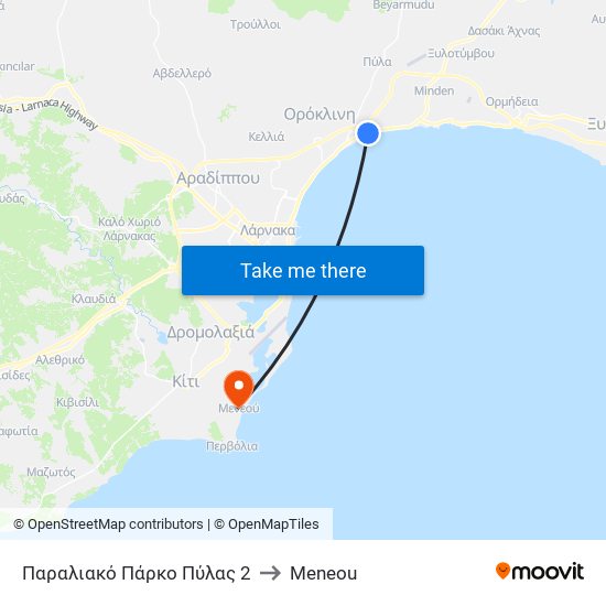 Παραλιακό Πάρκο Πύλας 2 to Meneou map