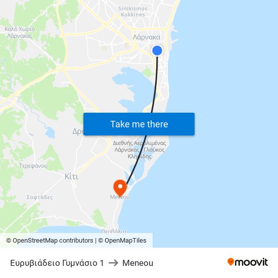 Ευρυβιάδειο Γυμνάσιο 1 to Meneou map