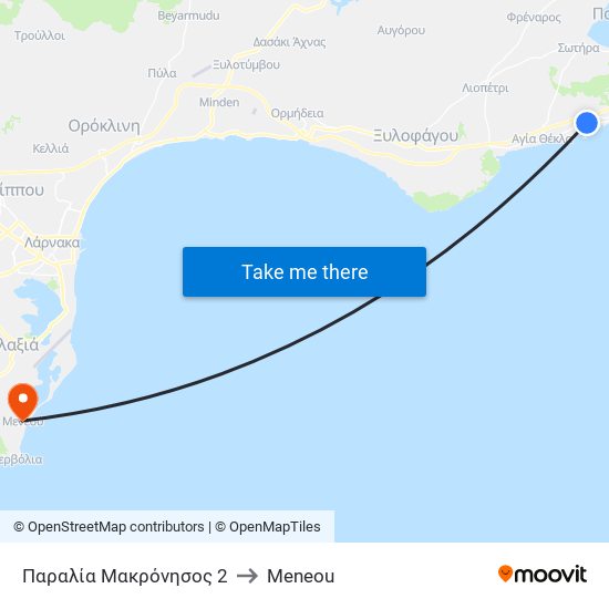 Παραλία Μακρόνησος 2 to Meneou map