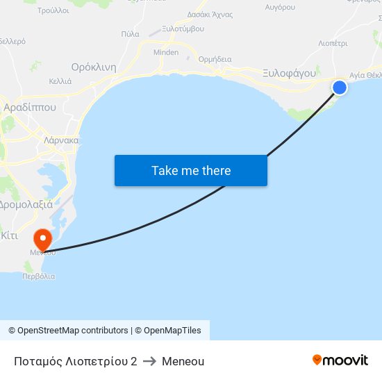 Ποταμός Λιοπετρίου 2 to Meneou map