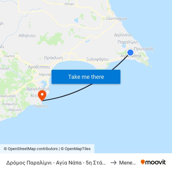 Δρόμος Παραλίμνι - Αγία Νάπα - 5η Στάση to Meneou map