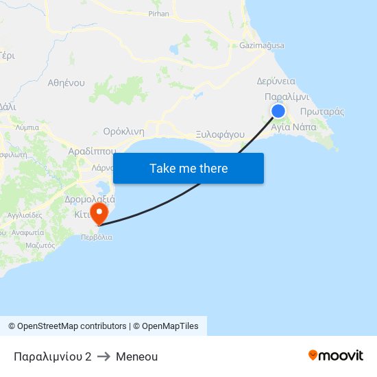 Παραλιμνίου 2 to Meneou map