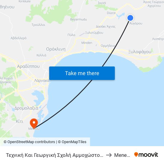 Τεχνική Και Γεωργική Σχολή Αμμοχώστου 2 to Meneou map