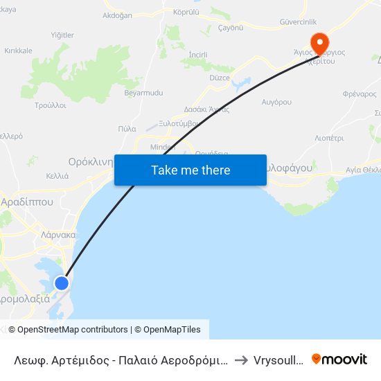 Λεωφ. Αρτέμιδος - Παλαιό Αεροδρόμιο 2 to Vrysoulles map