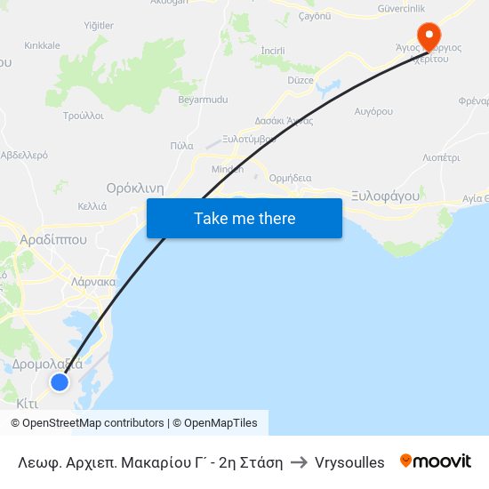 Λεωφ. Αρχιεπ. Μακαρίου Γ´ - 2η Στάση to Vrysoulles map