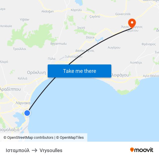 Ισταμπούλ to Vrysoulles map
