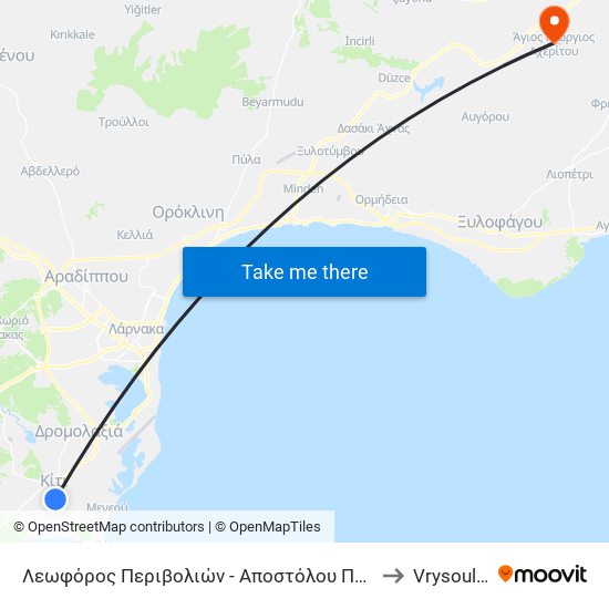 Λεωφόρος Περιβολιών - Αποστόλου Παύλου 2 to Vrysoulles map