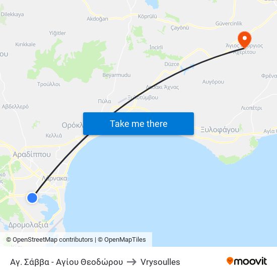 Αγ. Σάββα - Αγίου Θεοδώρου to Vrysoulles map