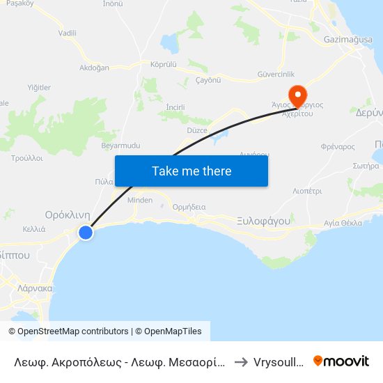 Λεωφ. Ακροπόλεως - Λεωφ. Μεσαορίας to Vrysoulles map