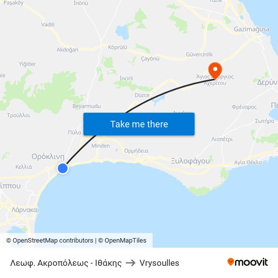 Λεωφ. Ακροπόλεως - Ιθάκης to Vrysoulles map