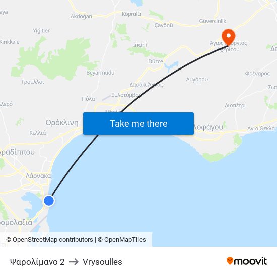 Ψαρολίμανο 2 to Vrysoulles map