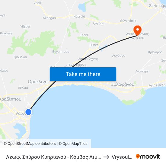 Λεωφ. Σπύρου Κυπριανού - Κόμβος Λιμανιού to Vrysoulles map